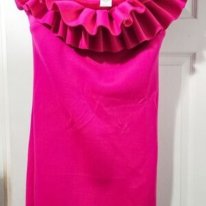 New York & Company Pink Ruffled Sheath Dress